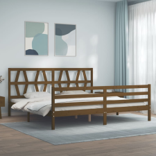 vidaXL mézbarna tömör fa ágykeret fejtámlával 200 x 200 cm bútor