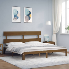 vidaXL mézbarna tömör fa ágykeret fejtámlával 200 x 200 cm ágy és ágykellék