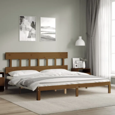 vidaXL mézbarna tömör fa ágykeret fejtámlával 200 x 200 cm ágy és ágykellék