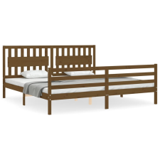 vidaXL mézbarna tömör fa ágykeret fejtámlával 200 x 200 cm (3194334) ágy és ágykellék