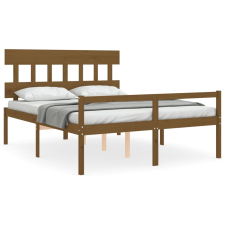 vidaXL mézbarna tömör fa ágykeret fejtámlával King Size (3195424) ágy és ágykellék