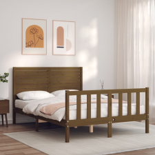 vidaXL mézbarna tömör fa ágykeret fejtámlával Small Double ágy és ágykellék