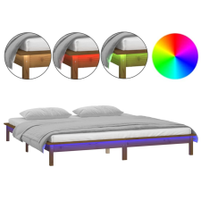 vidaXL mézbarna tömör fa ágykeret LED-ekkel 200 x 200 cm (820629) ágy és ágykellék