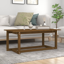 vidaXL mézbarna tömör fenyőfa dohányzóasztal 110 x 55 x 45 cm bútor