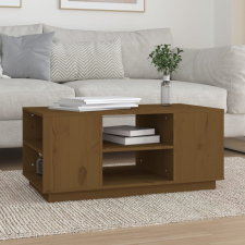vidaXL mézbarna tömör fenyőfa dohányzóasztal 90x49x40,5 cm bútor