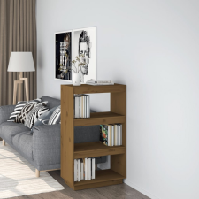 vidaXL mézbarna tömör fenyőfa könyvszekrény/térelválasztó 60x35x103 cm bútor