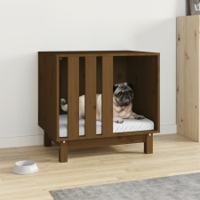 vidaXL Mézbarna tömör fenyőfa kutyaágy 60 x 45 x 57 cm szállítóbox, fekhely kutyáknak