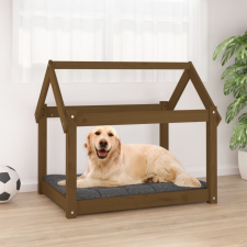 vidaXL Mézbarna tömör fenyőfa kutyaágy 81x60x70 cm szállítóbox, fekhely kutyáknak