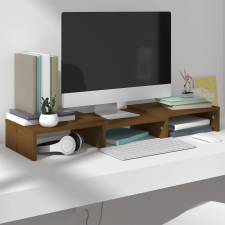 vidaXL mézbarna tömör fenyőfa monitorállvány 60x24x10,5 cm bútor