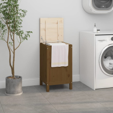 vidaXL mézbarna tömör fenyőfa szennyestartó láda 44 x 44 x 76 cm bútor