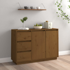 vidaXL mézbarna tömör fenyőfa tálalószekrény 111 x 34 x 75 cm bútor