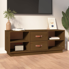 vidaXL mézbarna tömör fenyőfa TV-szekrény 100x34x40 cm bútor