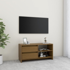 vidaXL mézbarna tömör fenyőfa TV-szekrény 80 x 31 x 39 cm bútor