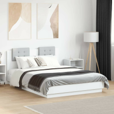 vidaXL Modern Fehér Ágykeret - LED Világítás - 140x190 cm ágy és ágykellék