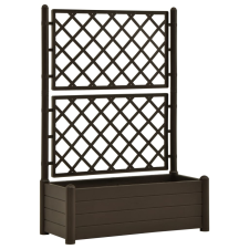 vidaXL mokkaszínű polipropilén rácsos kerti ültető 100 x 43 x 142 cm (313984) kerti tárolás