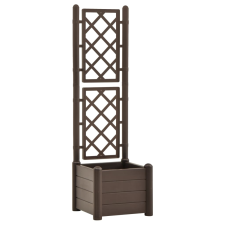 vidaXL mokkaszínű polipropilén rácsos kerti ültető 43 x 43 x 142 cm  (313980) kerti tárolás