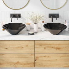 vidaXL mosdókagylók 2 db fényes fekete Ø42x14 cm Kerámia szaniter