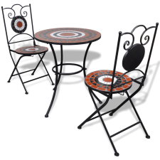 vidaXL Mozaik bisztró asztal 60 cm 2 székkel / kerti bútor terrakotta fehér kerti bútor