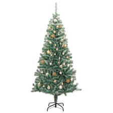 vidaXL műkarácsonyfa 130 LED-del, gömbszettel és hópehellyel 210 cm (3210144) műfenyő