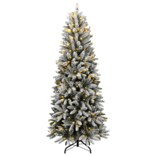 vidaXL műkarácsonyfa 300 LED-del és pelyhes hóval 210 cm (3315766) műfenyő