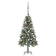 vidaXL műkarácsonyfa LED-del / gömbszettel / tobozzal 150 cm (3077895) műfenyő