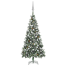 vidaXL műkarácsonyfa LED-del / gömbszettel / tobozzal 210 cm (3077897) műfenyő