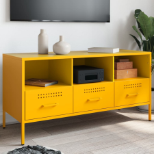 vidaXL mustársárga hidegen hengerelt acél TV-szekrény 100,5x39x50,5 cm bútor