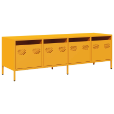 vidaXL mustársárga hidegen hengerelt acél TV-szekrény 135x39x43,5 cm (851307) bútor