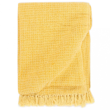 vidaXL Mustársárga pamutpléd 220 x 250 cm ágy és ágykellék
