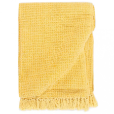vidaXL Mustársárga pamutpléd 220 x 250 cm lakástextília