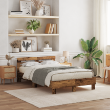 vidaXL Műszaki Fa Ágykeret Viharvert fa Műszaki fa 120 x 190 cm Tartós ágy és ágykellék