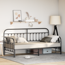 vidaXL Napágy Keret Fekete 107x203 cm Acél ágy és ágykellék
