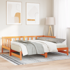 vidaXL Napágy kihúzható ággyal Wax Brown 180x200 cm Tömör fenyőfa ágy és ágykellék