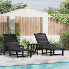 vidaXL Napozóágy 2 db Fekete 162x53x98,5 cm HDPE kerti bútor
