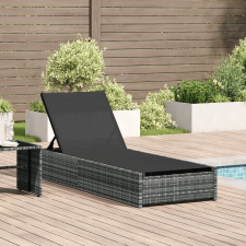 vidaXL Napozóágy Szürke 60x200x27 cm Polirattan kerti bútor