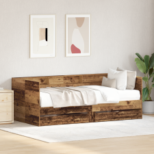vidaXL Nappali ágy Fiókkal Régi fa Mérnöki fa 75 x 190 cm Tartós ágy és ágykellék