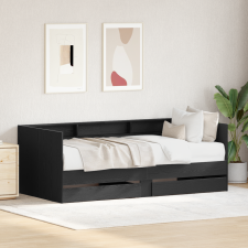 vidaXL Nappali ágy fiókokkal Beton szürke 90x200 cm Műanyag fa ágy és ágykellék
