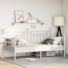 vidaXL Nappali ágykeret Fehér 100x190 cm Acél ágy és ágykellék