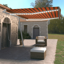 vidaXL narancs és barna kézzel kihúzható LED-es napellenző 450 x 350 cm kerti bútor
