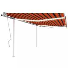 vidaXL Narancs és barna kézzel kihúzható LED-es napellenző 4x3 m kerti bútor