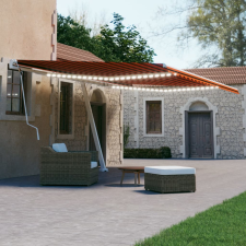 vidaXL narancs és barna kézzel kihúzható LED-es napellenző 600x300 cm kerti bútor