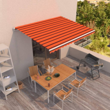 vidaXL narancs és barna kézzel kihúzható napellenző 450 x 350 cm lakástextília