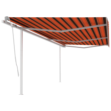 vidaXL narancs és barna kézzel kihúzható napellenző póznákkal 6 x 3 m kerti bútor