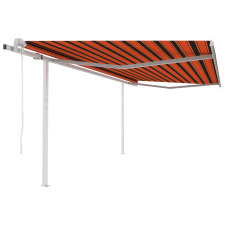 vidaXL narancssárga-barna automata napellenző póznákkal 4,5 x 3 m kerti bútor