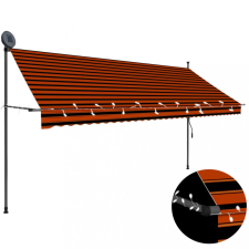 vidaXL Narancssárga-barna kézzel feltekerhető LED-es napellenző 350 cm kerti bútor