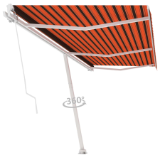 vidaXL narancssárga-barna kézzel kihúzható póznás napellenző 600x300cm kerti bútor