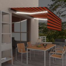 vidaXL narancssárga-barna kihúzható LED-es napellenző redőnnyel 4,5x3m kerti bútor