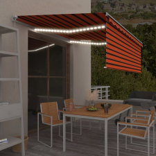 vidaXL narancssárga-barna kihúzható LED-es napellenző redőnnyel 4x3 m kerti bútor