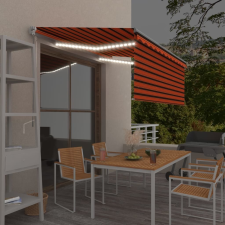 vidaXL narancssárga-barna manuális LED-es napellenző redőnnyel 3x2,5 m kerti bútor