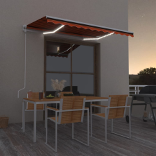 vidaXL narancssárga-barna szélérzékelős és LED-es napellenző 350x250cm kerti bútor